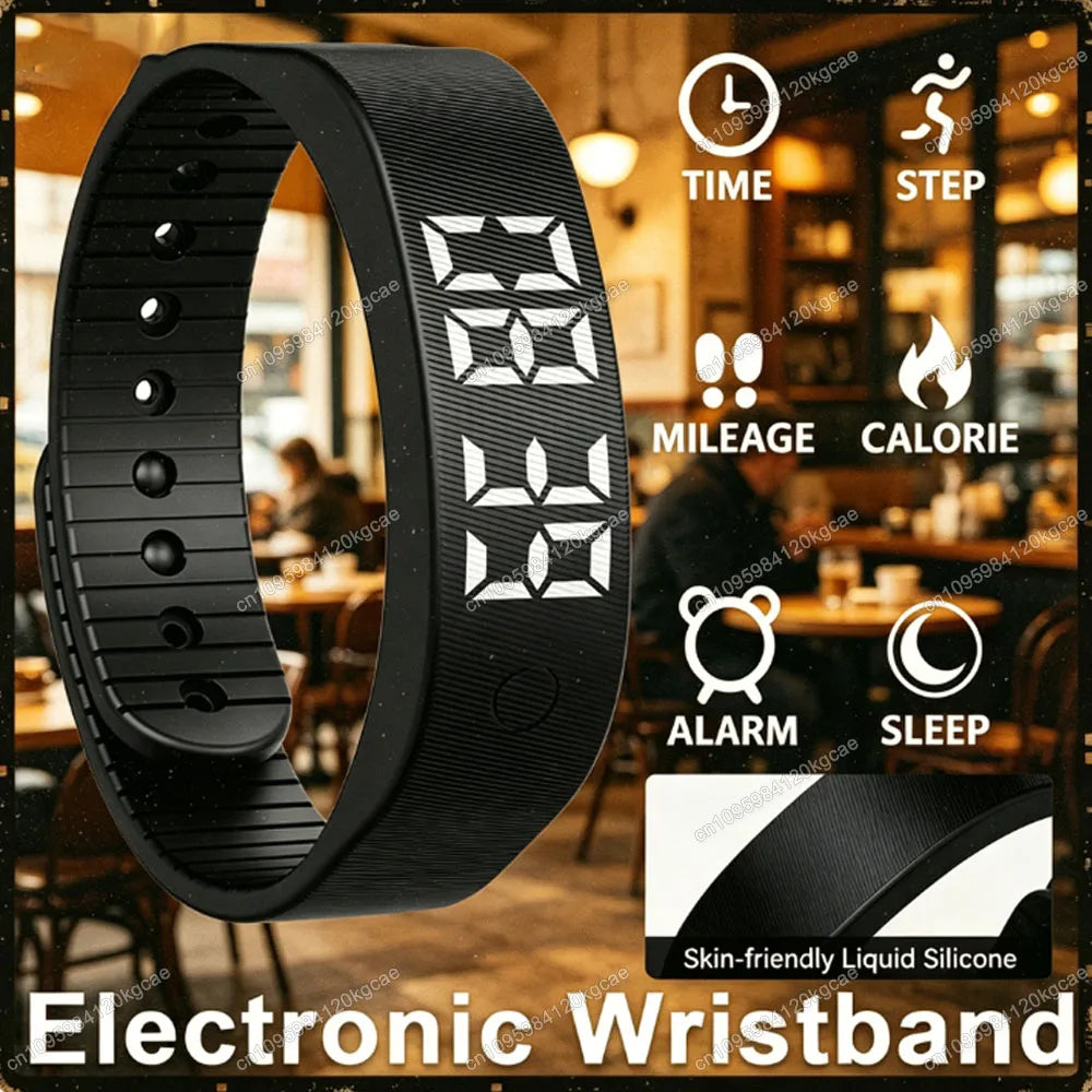 LED Alarm Bracelet – Pedometer, Sleep Tracker & Vibrating Alert