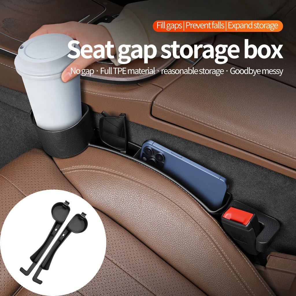Car Seat Gap Filler Organizer with Cup Holder & Hook – 2 Pack