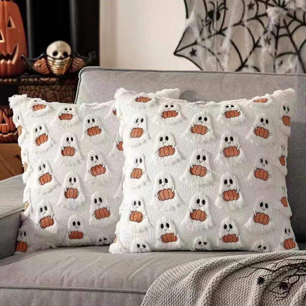 Halloween Ghost & Pumpkin Throw Pillow Cover 45x45cm