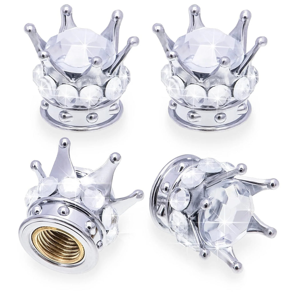 Car tire modification accessories Crown valve cap Diamond valve core cap Inlaid diamond valve cap Car supplies Oasis Select 4pcs 1