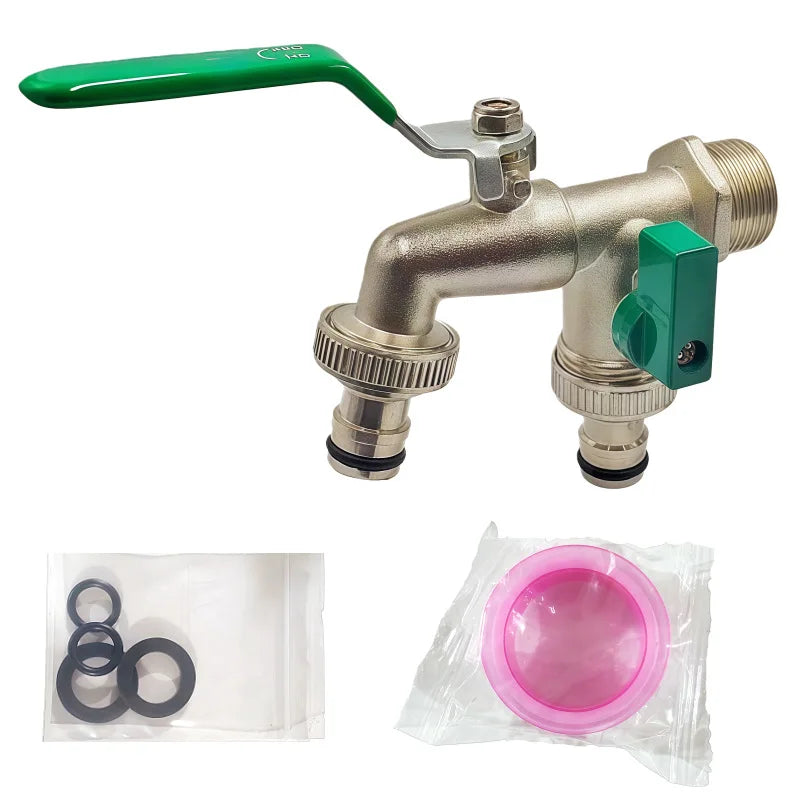 One in And Two Out Dual Nipple Faucet with 3/4 Gardening Zinc Alloy Faucet Oasis Select