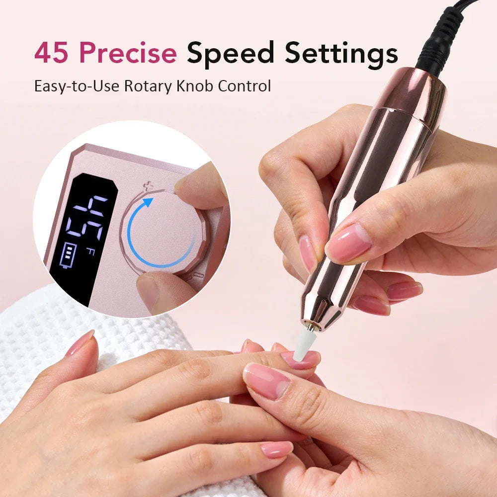 Wireless Electric Nail Drill 45000RPM 4000mAh | Power Bank