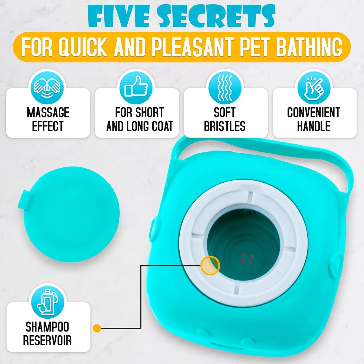 Silicone Pet Bath Brush with Soap Dispenser Soft Massage Dog Cat Scrubber Gentle Exfoliating Shower Grooming Tool Oasis Select