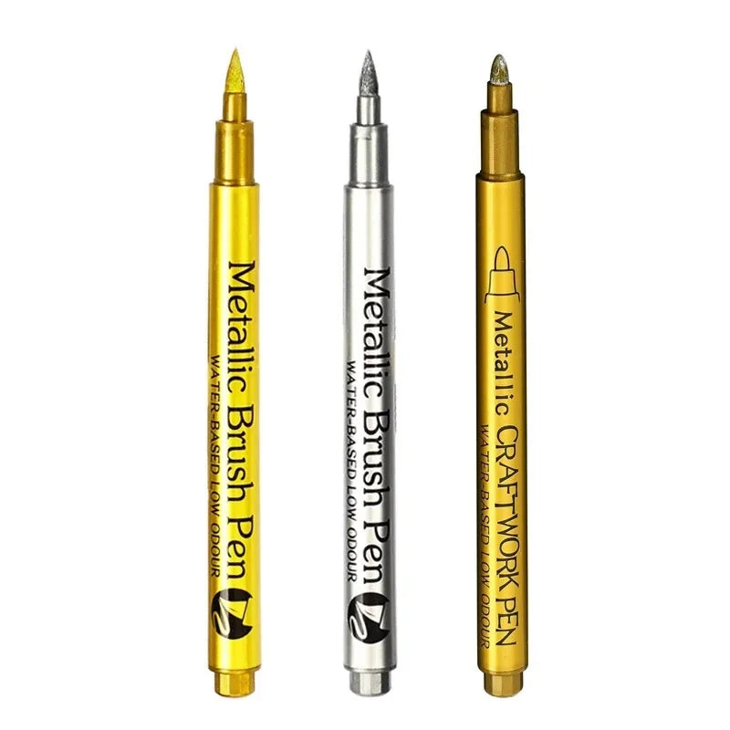 Metallic waterproof permanent marker pens for DIY epoxy resin mold gold silver color drawing supplies craft marker pen Oasis Select 3 Ppcs Mix D