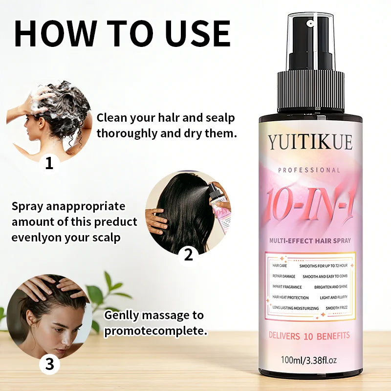 YUITIKUE 10-in-1 Hair Spray – Heat Protection & Frizz Control