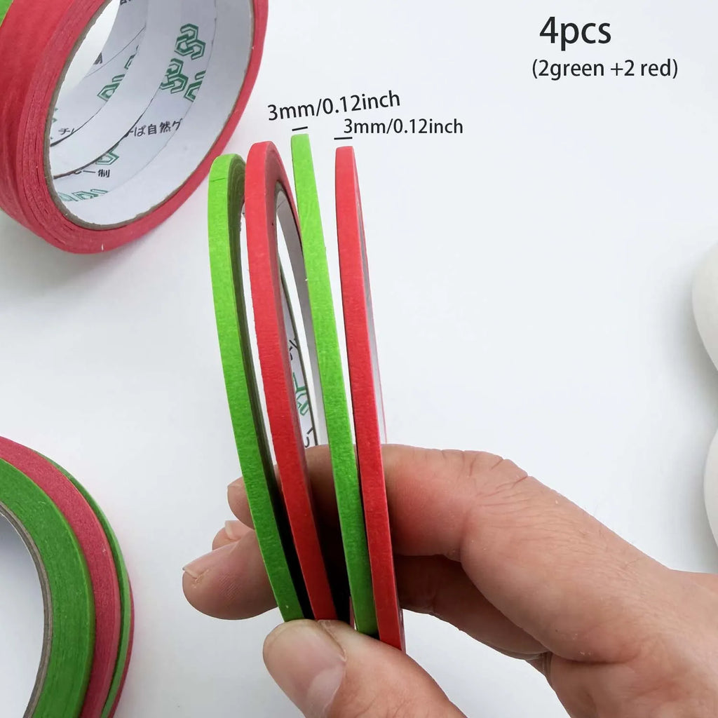 3 Pack Green Painters Tape - Masking Tape 3 size Wide, Smart Adhesion, Indoor & Outdoor - Paint Tape for DIY, Labeling, Art, Car Oasis Select 3mm 4pcs