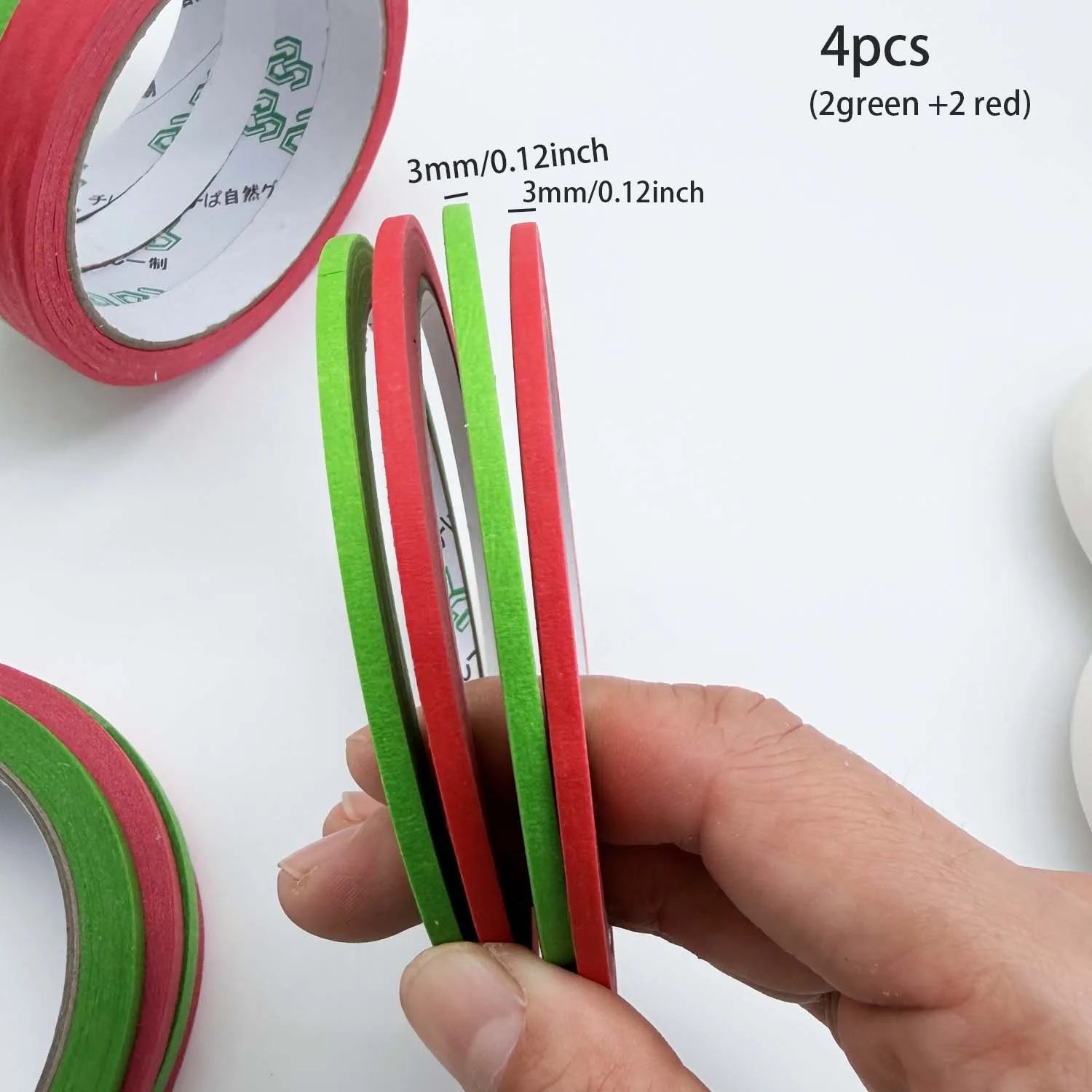 3 Pack Green Painters Tape - Masking Tape 3 size Wide, Smart Adhesion, Indoor & Outdoor - Paint Tape for DIY, Labeling, Art, Car Oasis Select 3mm 4pcs