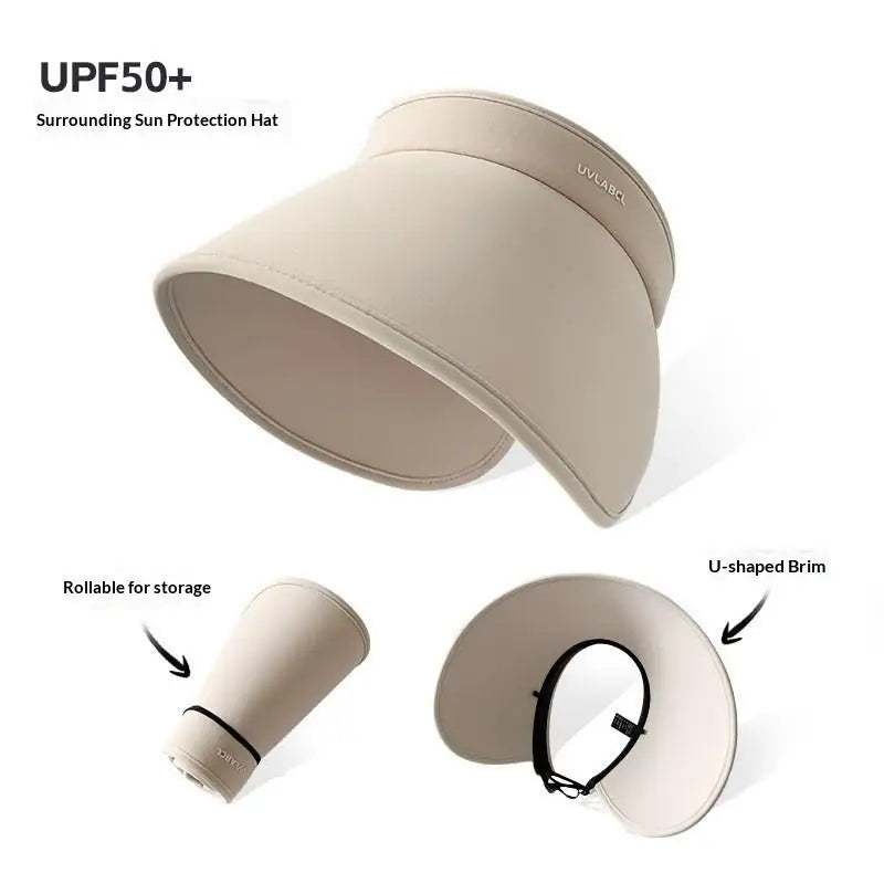 Womens Outdoor Wide Brim Sun Hat Breathable Foldable Summer Beach Hat UV Protection Fishing Hiking Cap Driving Sunshade Hat Oasis Select one size C