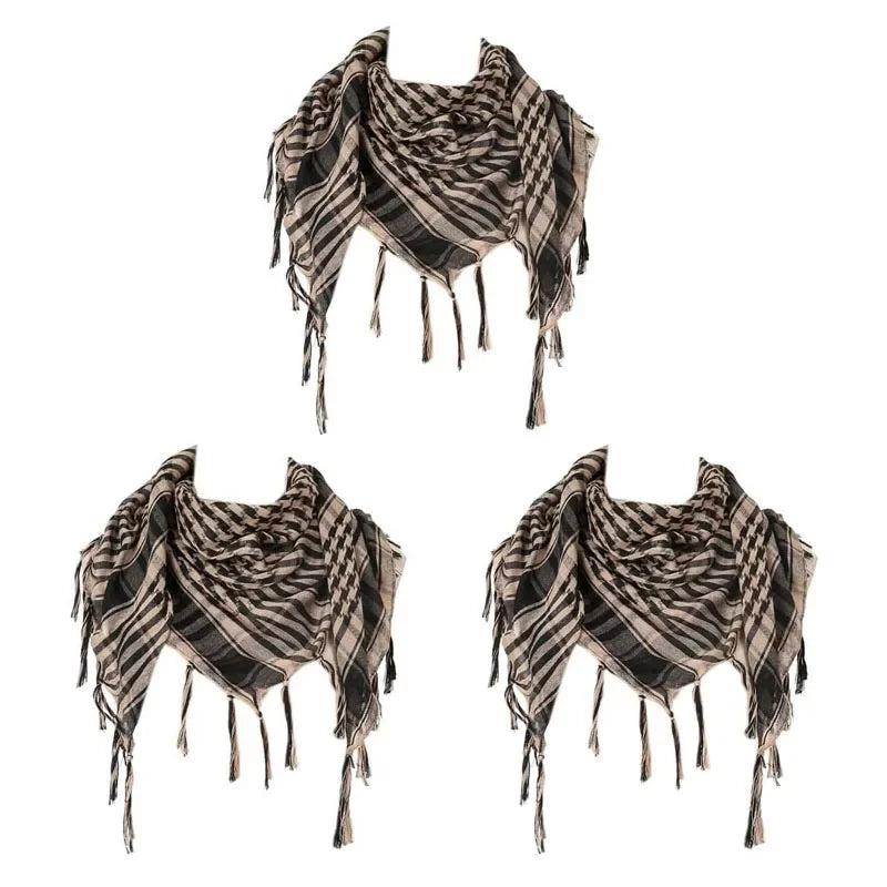 1/2/3Pcs Keffiyeh Tactical Desert Scarf Wrap Shemagh Head Neck Arab Scarf Keffiyeh Scarf Wrap For Men And Women Oasis Select 3pcs-Mud
