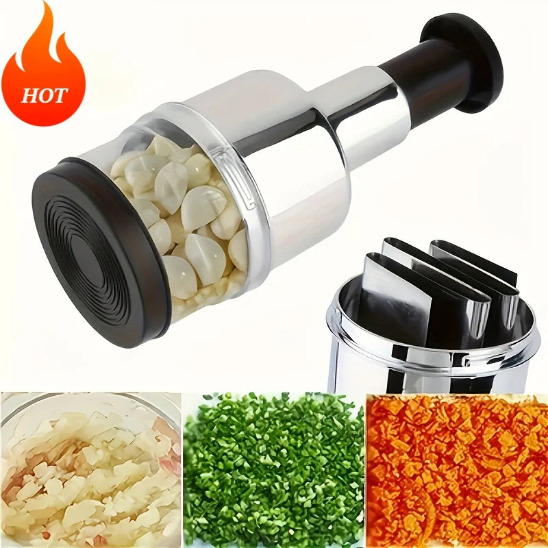 1pc Garlic Press & Crusher, 410 Stainless Steel Masher with Plastic Electroplated Handle, Kitchen Tool for Garlic Ginger Chili Oasis Select