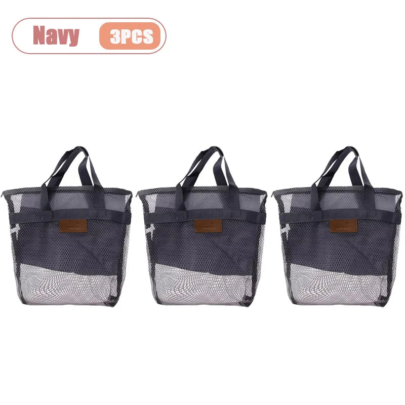 Travel Beach Bag Tote Bag with Mesh Pockets Outdoor Swimmer Toiletry Bag Organizer Packing Cube Carry on Bag for Vacation Oasis Select Navy-3PCS