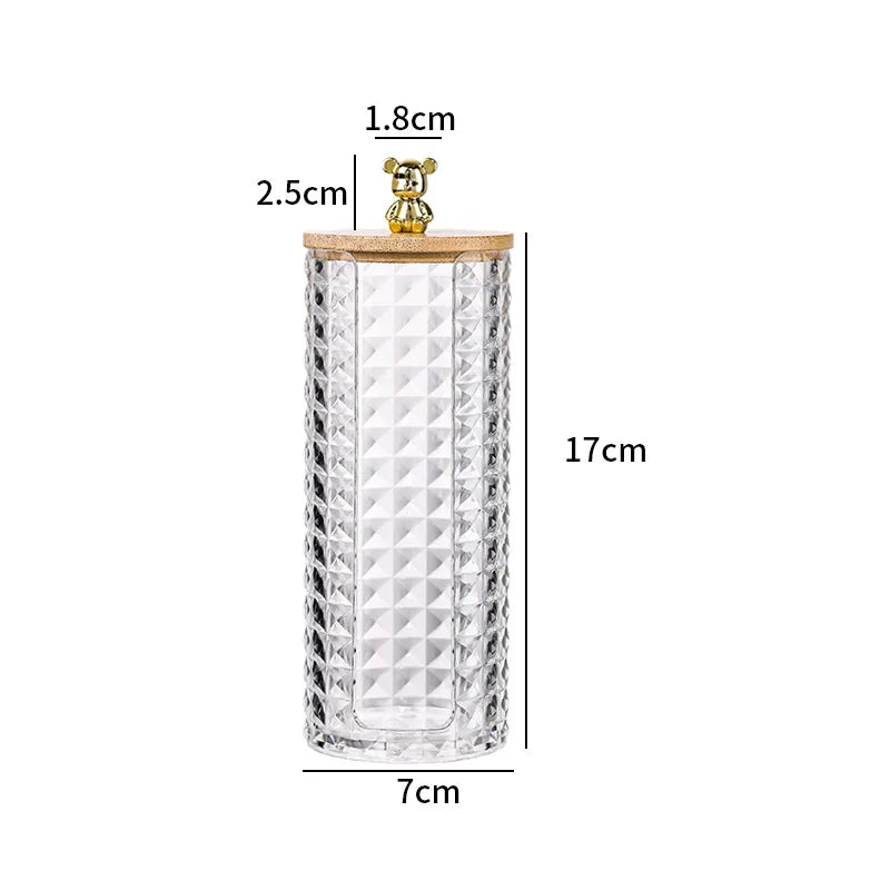 Acrylic storage box, home desktop bear-shaped storage container, premium portable transparent desktop organiser Oasis Select golden D