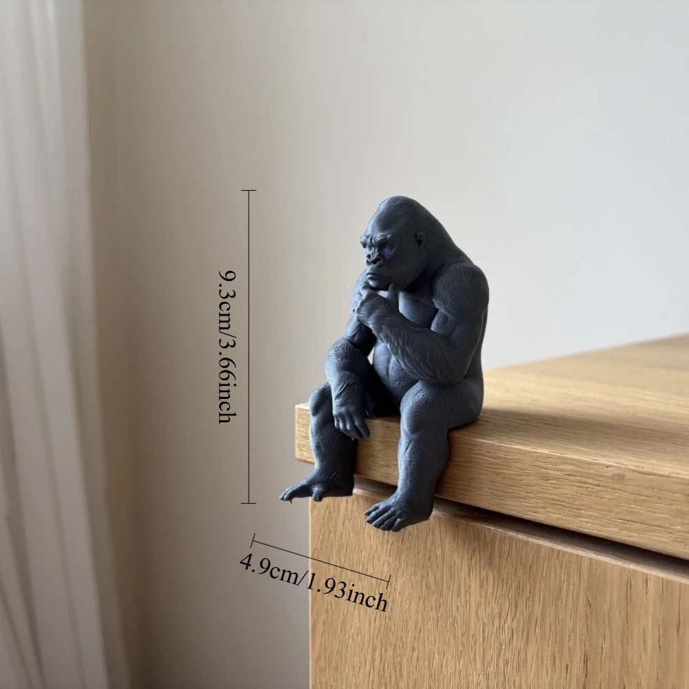 Thinking Gorilla Shelf Sitter Figurine Meditation Sitting Ape Ornaments for Home Book Edge & Office Desktop Ornament Decor Gifts Oasis Select Contemplating4