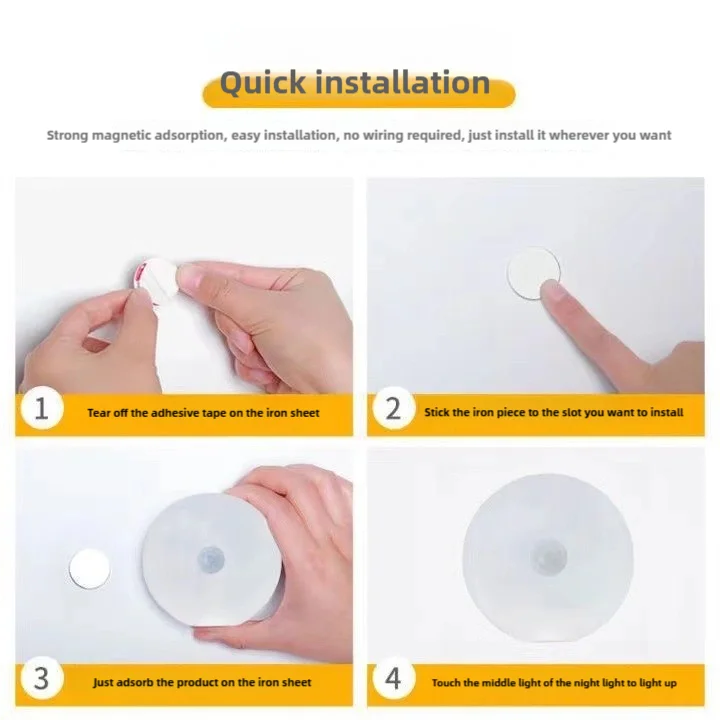 Motion Sensor Light Led USB Charging Circle Lamp for Bedroom Kitchen Stair Hallway Wardrobe Cupboard Lighting Night Light Oasis Select