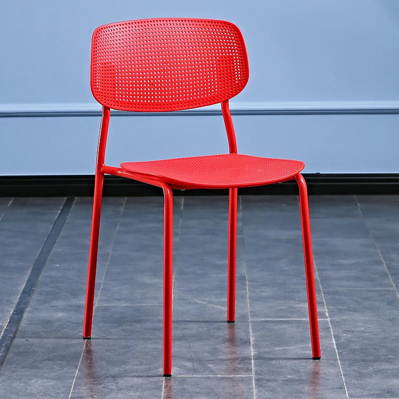 Plastic dining chair household leisure chair cafe table and chair creative backrest stool simple milk tea shop negotiation chair Oasis Select Red 2 pieces