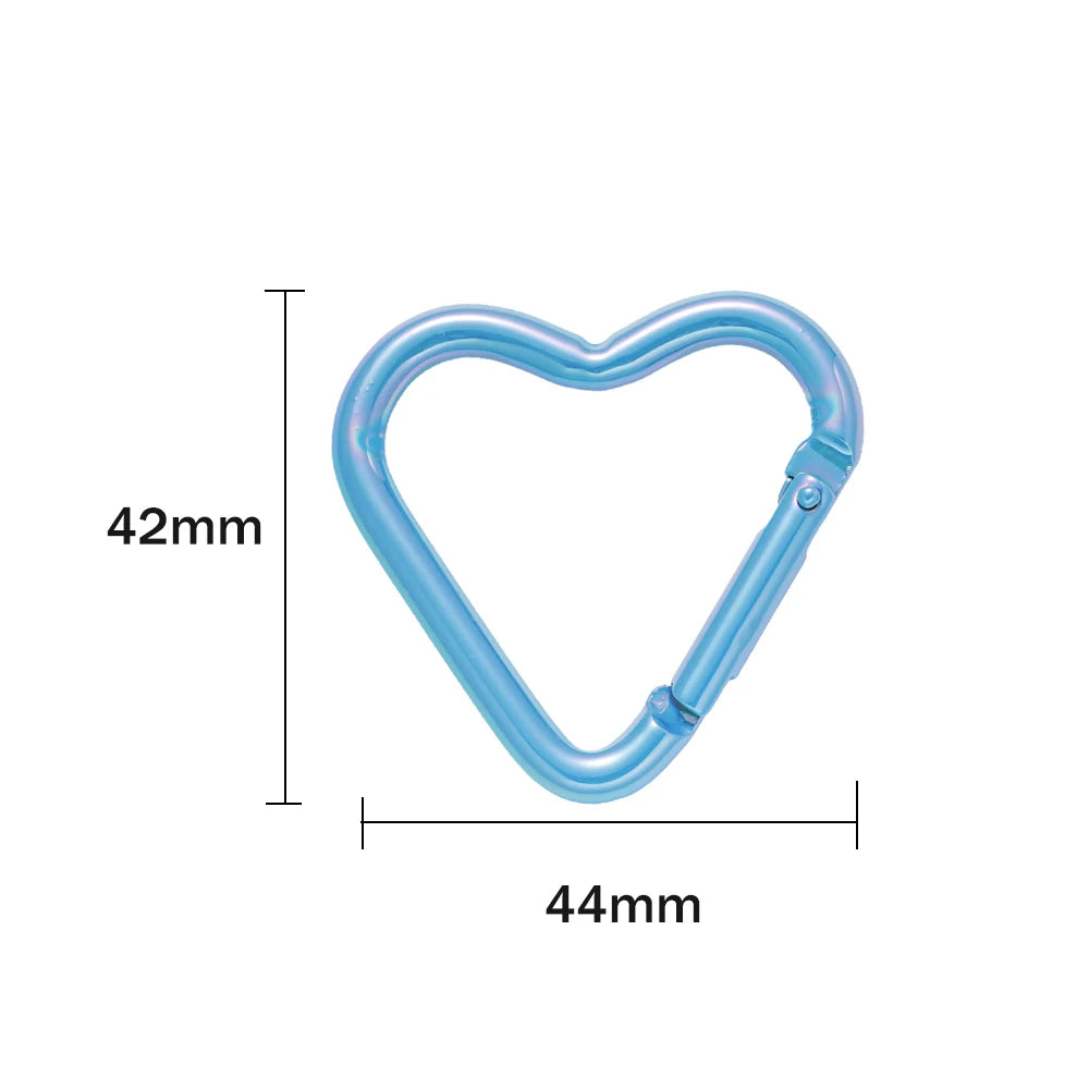5pcs New Heart Shaped Laser Carabiner Hook Ring Keychain Keyrings Hook DIY Jewelry Making Supplies Connector Buckles Accessories Oasis Select Blue