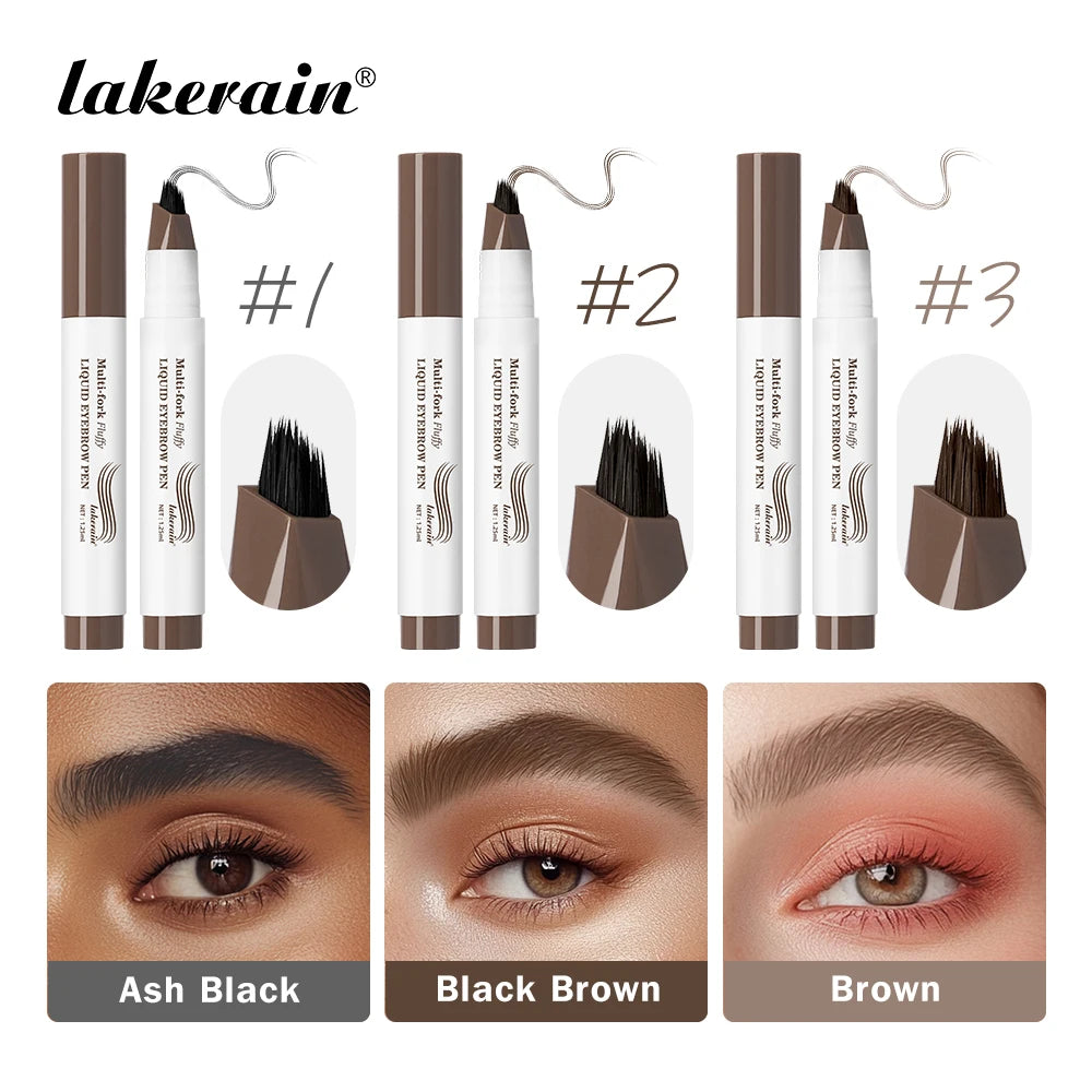 Waterproof Eyebrow Pencil Multi Forks Liquid Tattoo Pen Long Lasting Anti-smudged Natural Look Eyebrow Precise Makeup Oasis Select 3 Colors