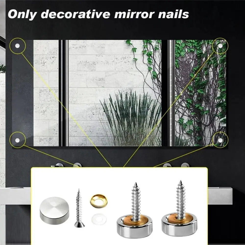 Home Improvement Stainless Steel Mirror Nails Screw Cap Silver 16/22/25mm Screws Decorative Cap Mirror Screws Fasteners Glass Oasis Select