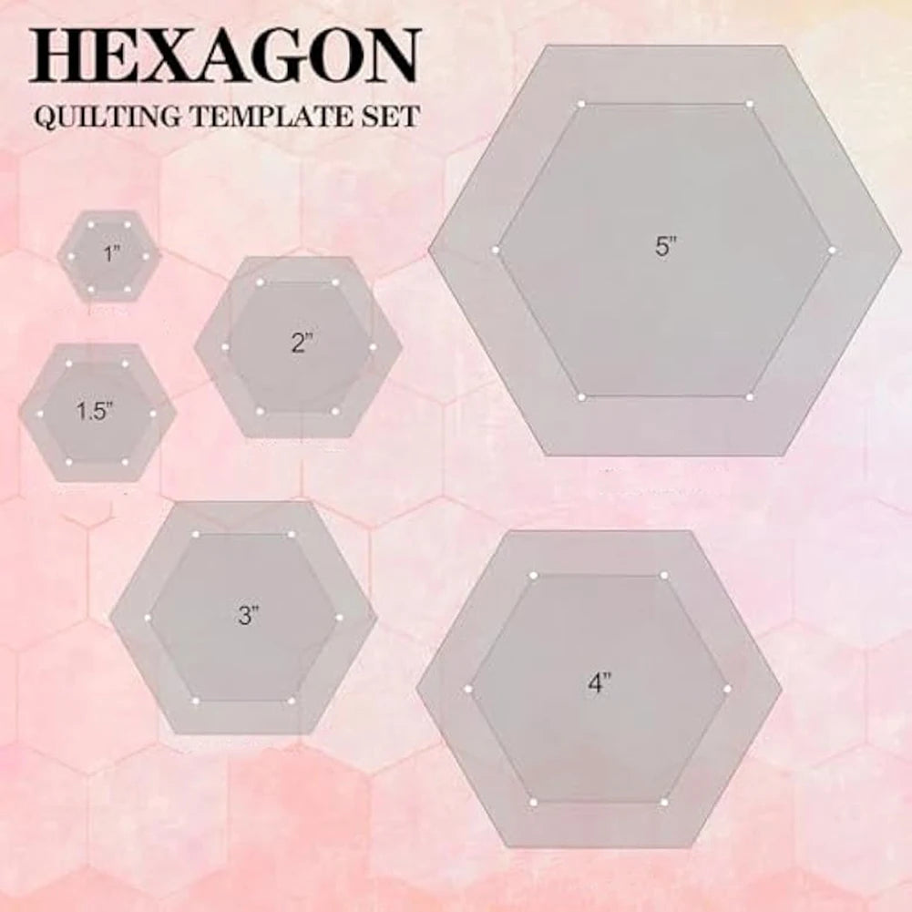 LIKE WISH 6Pcs Hexagon Quilting Template Acrylic Quilting Rulers & Templates,Piecing Sewing Templates Seam Allowance Oasis Select