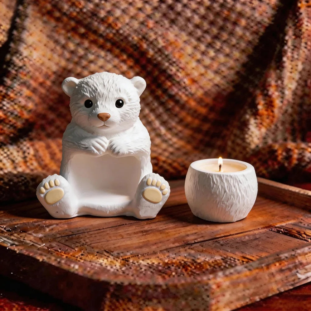 Diy Simple Bear Plaster Decoration Decoration Silicone Mold Can Be Filled With Candle Striped Candlestick Epoxy Mold Oasis Select