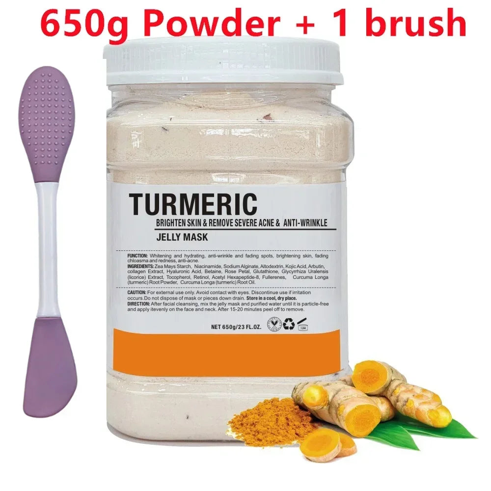 650g Chamomile Hyaluronic Acid Facial Moisturizing Mask Powder with Silicone Brush Increasing Skin Elasticity Rose Jelly Mask Oasis Select B- Turmeric