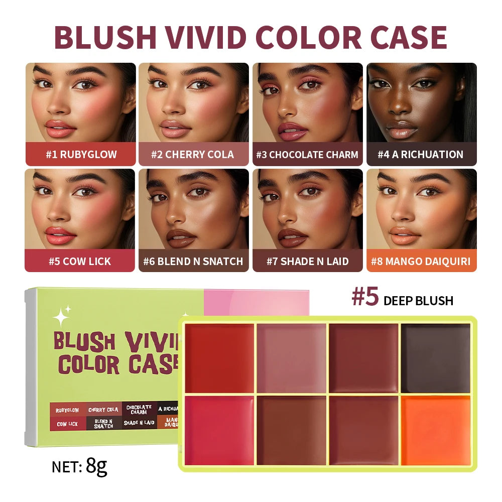 High Gloss Cement Case Cream Palette Set Makeup Matte & Shimmer Finishes with Pink Brown Nude Tones Long-Lasting Curve Case Oasis Select 5blush
