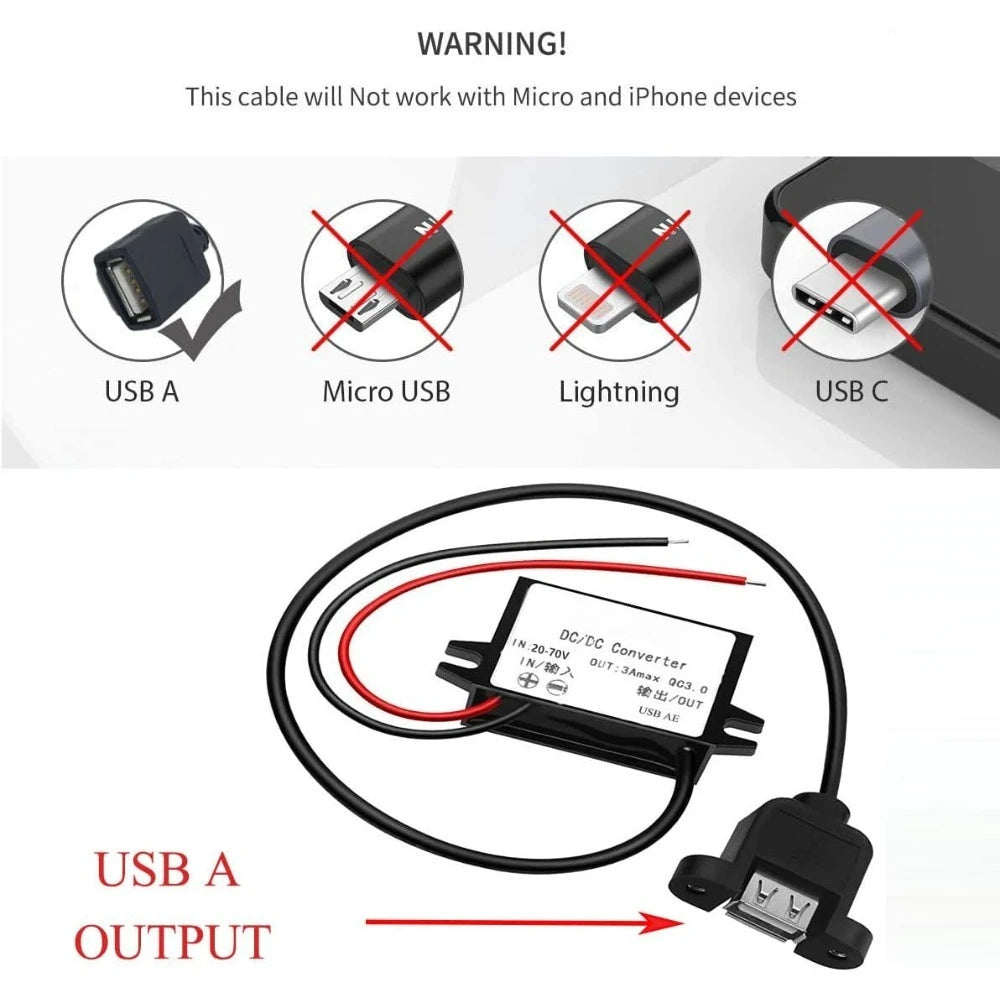 DC/DC 20-72V To 5V 3A 15W USB Output Converter Step-Down Module Waterproof Transformer For LED Light GPS Navigation Device MP3 Oasis Select