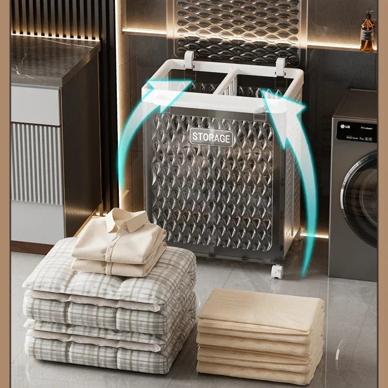 Foldable dirty clothes storage basket, household bathroom dirty clothes basket, movable multifunctional laundry basket Oasis Select