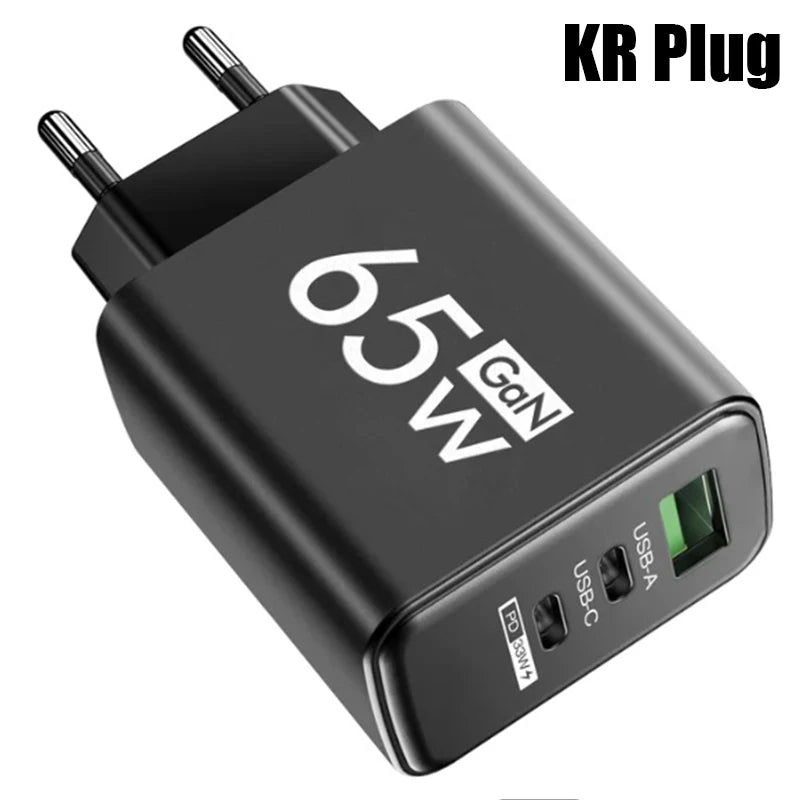 GaN Fast Charging USB Type C Charger EU KR PD 3.0 Quick Charge Wall Charger For Phone Adapter For iPhone Xiaomi Huawei Samsung Oasis Select KR Black