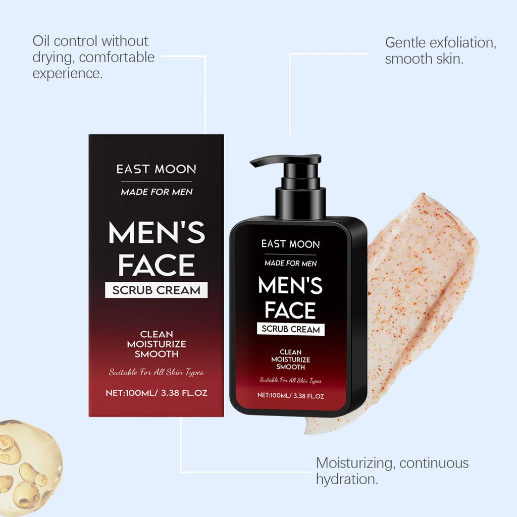 East Moon Men's Face Exfoliating Scrub – Oil Control & Blackhead Men's Face Scrub Oasis Select