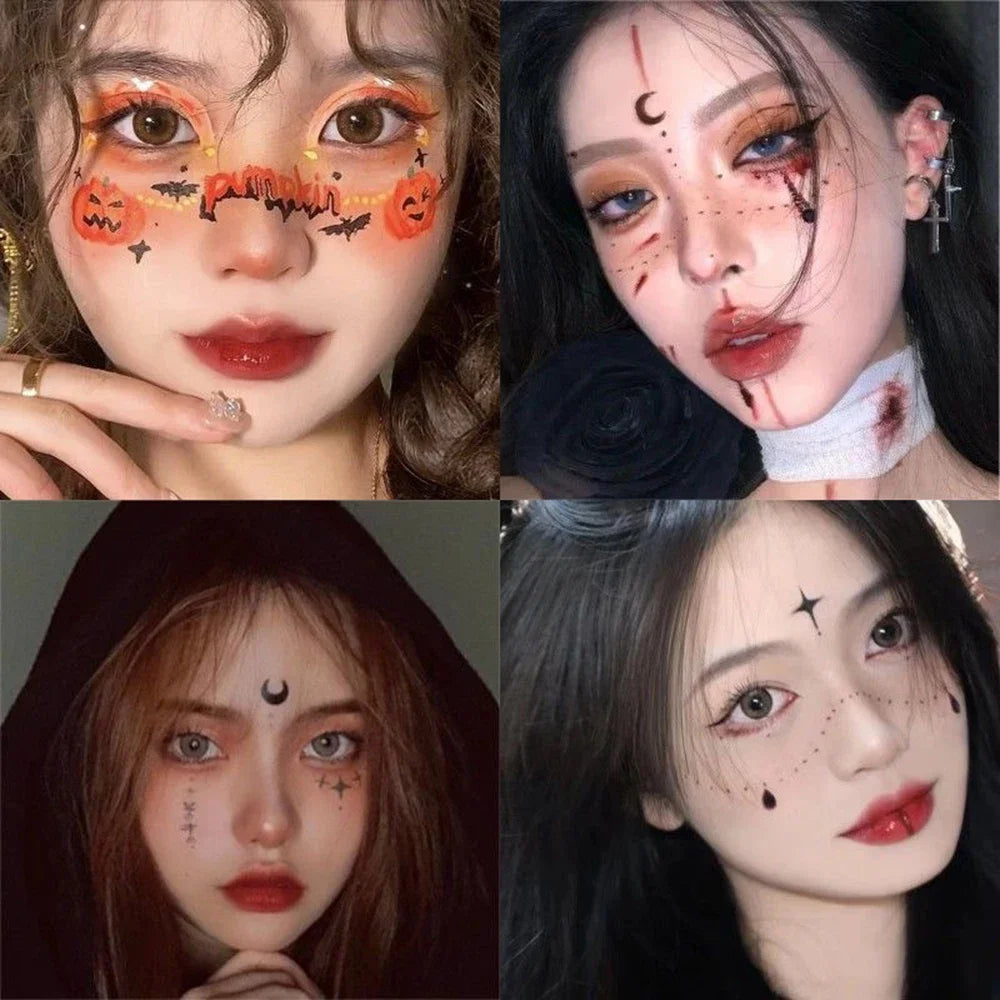 Halloween Transfer Tattoos Face Decoration Party Funny Stickers Suitable For Temporary Makeup Embellishment Party Dress Up Oasis Select