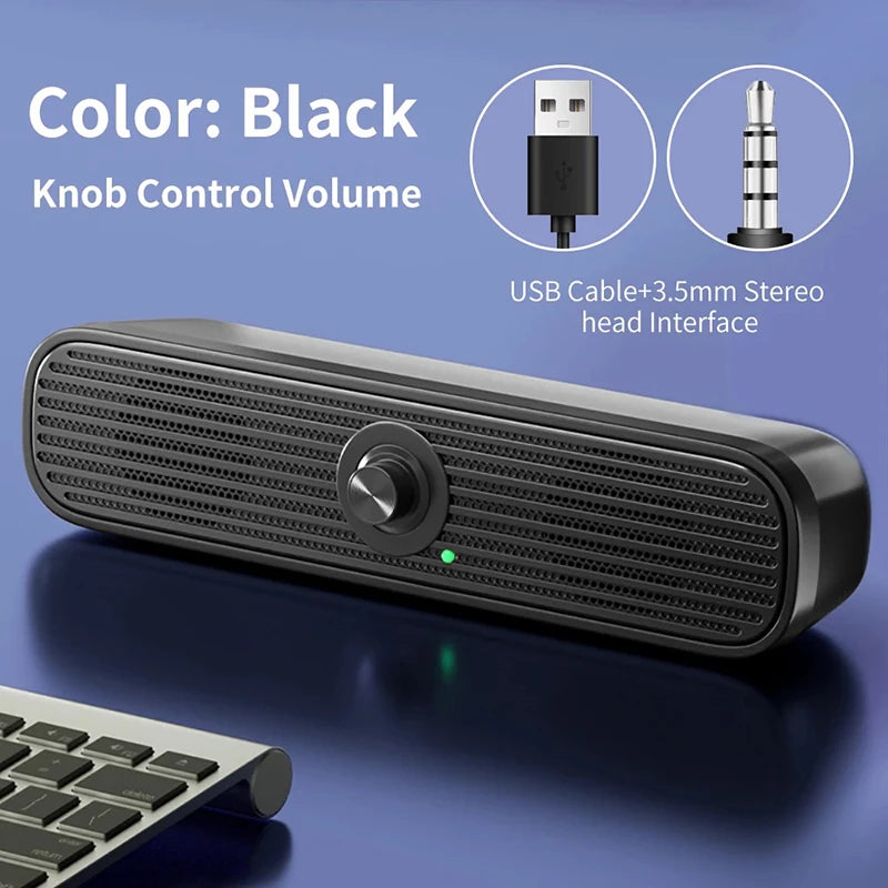 AyeBeau Wired Soundbar Speaker for PC TV Laptop | 2.0 USB Audio