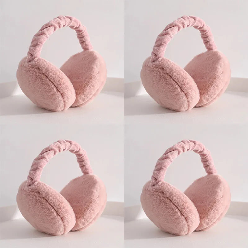 1-4PCS Korean Version Foldable Portable Ear Cup For Warmth, Plush Earplugs For Men And Women For Warmth In Autumn And Winter Oasis Select Dark Pink-4pcs