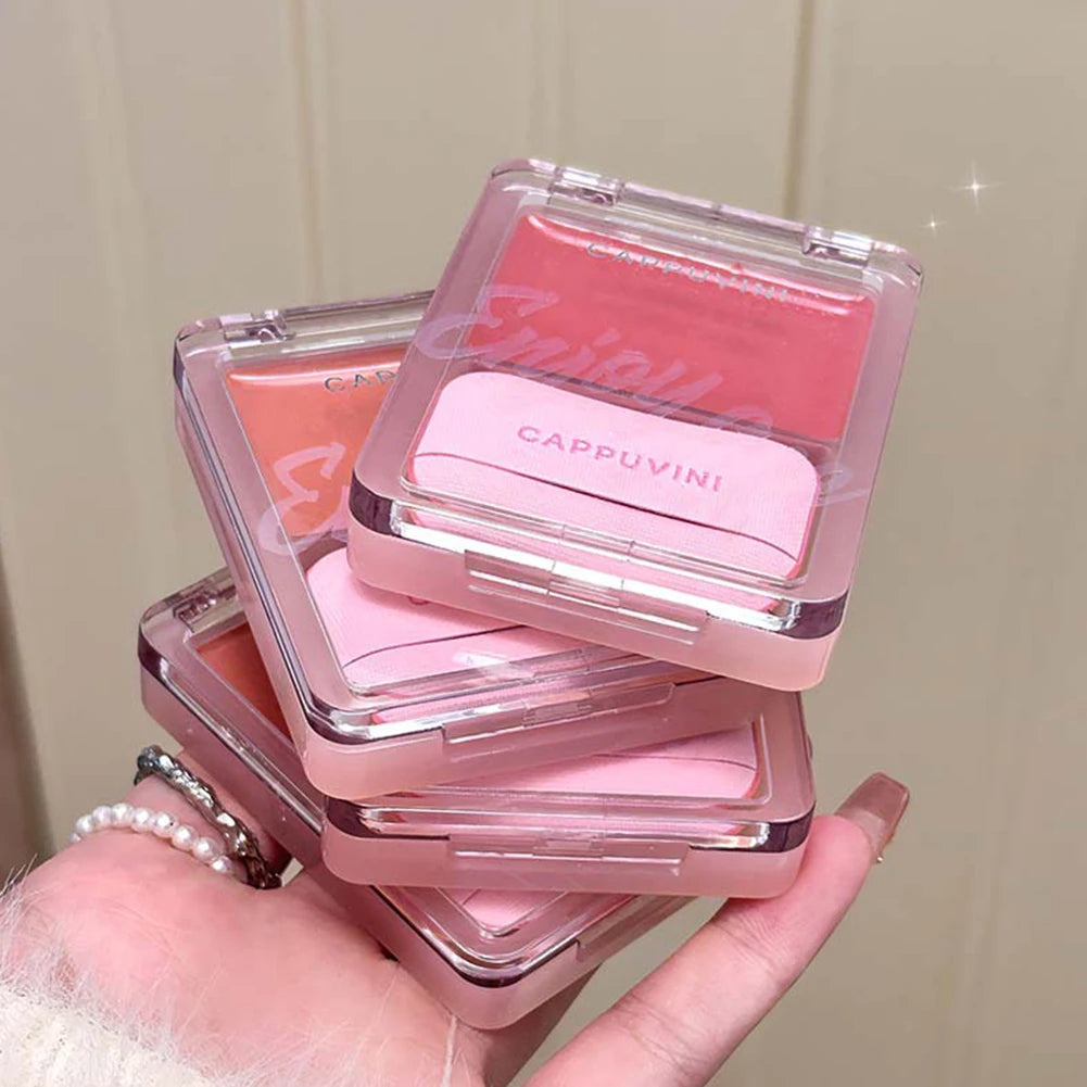 Portable Single Color Cream Blush Cute Gradient Heart Design Comes with Sponge Soft Natural Glow Blush for Daily Makeup Oasis Select