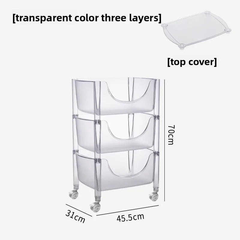 Creative acrylic multi-layer removable shelves ins bedroom kitchen trolley bathroom storage cabinet Oasis Select Transparent 3 layers