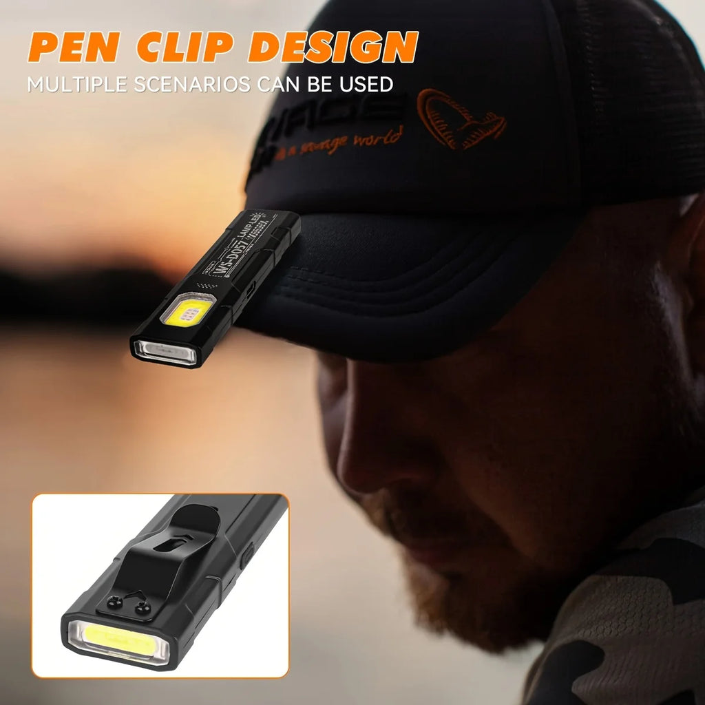Mini Rechargeable COB LED Flashlight 550LM | 5 Modes, Clip