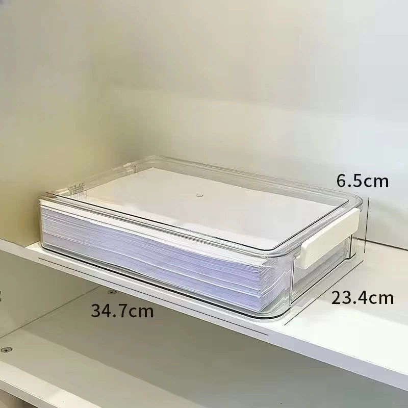 Acrylic Transparent Desktop Paper Storage Box A4 File Document Exam Paper Organizer Household Dust Proof Card Holder Case Oasis Select L