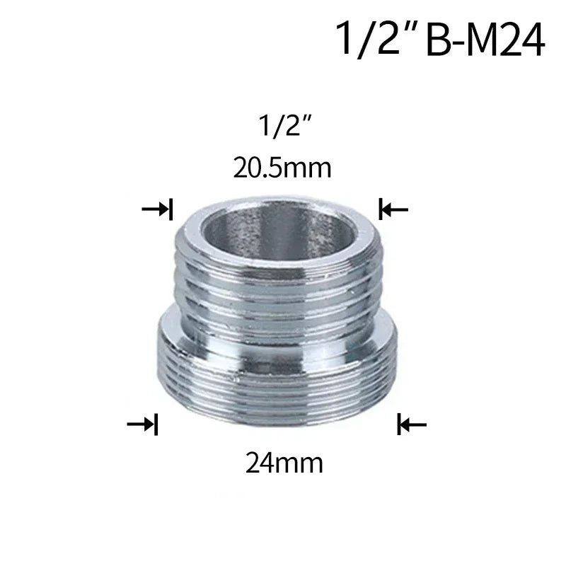 Water Faucet Coupler 1/2 To M16 M18 M20 M22 M24 M28 M32 Thread Connector Conversion Tap Adapter Fitting Bubbler Kitchen Bathroom Oasis Select B-M24