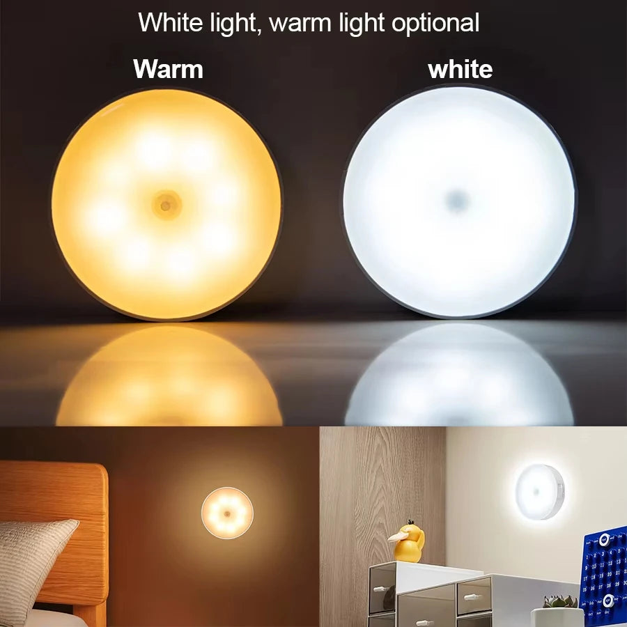 Motion Sensor Light Led USB Charging Circle Lamp for Bedroom Kitchen Stair Hallway Wardrobe Cupboard Lighting Night Light Oasis Select