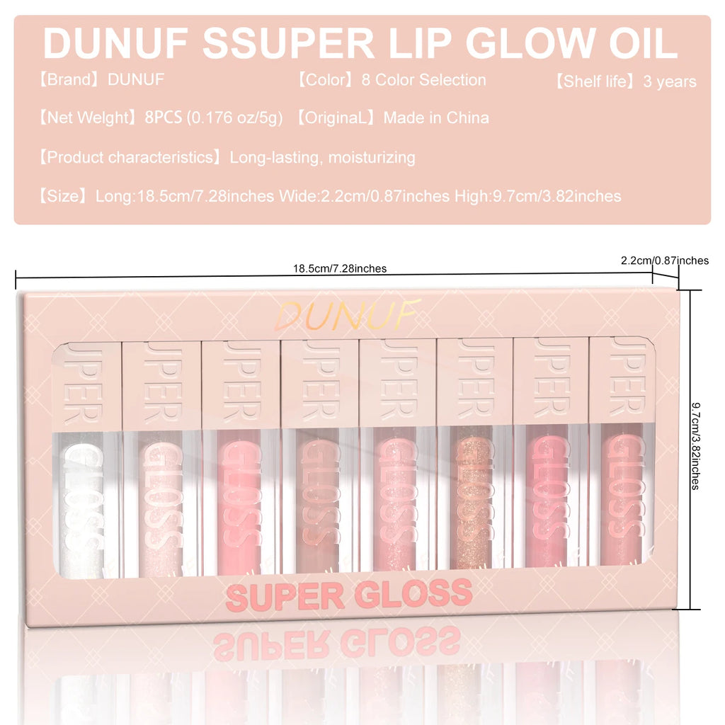 High-shine Lip Gloss Set Shimmer Pearlescent Lipstick Easy to Color Waterproof Sweat-proof Non-stick to Cup Non-fading Oasis Select