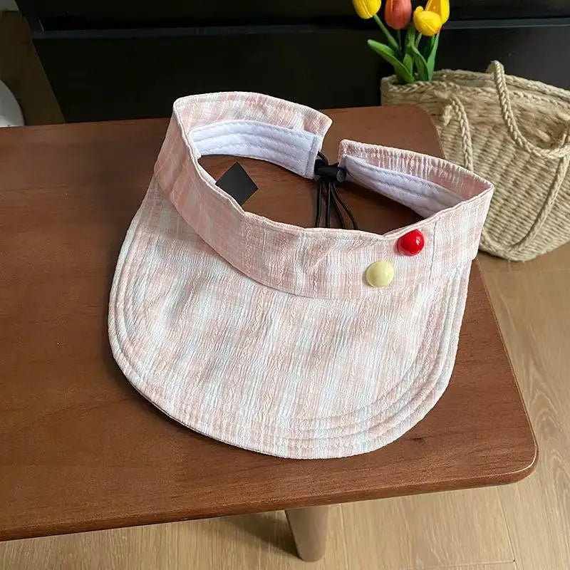 zomer pet dames Plaid Empty Top Sun Visor Hat Women uv차단 шляпа женская от солнца Gorros para el sol de mujer Adjustable Cap Oasis Select Pink