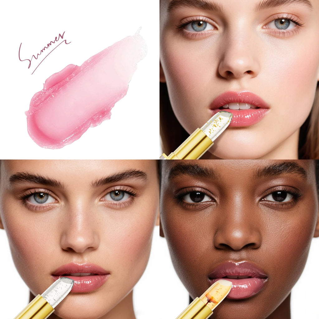 Hello Kiss PH Color-Changing Jelly Lip Balm | Gold Foil Lipstick