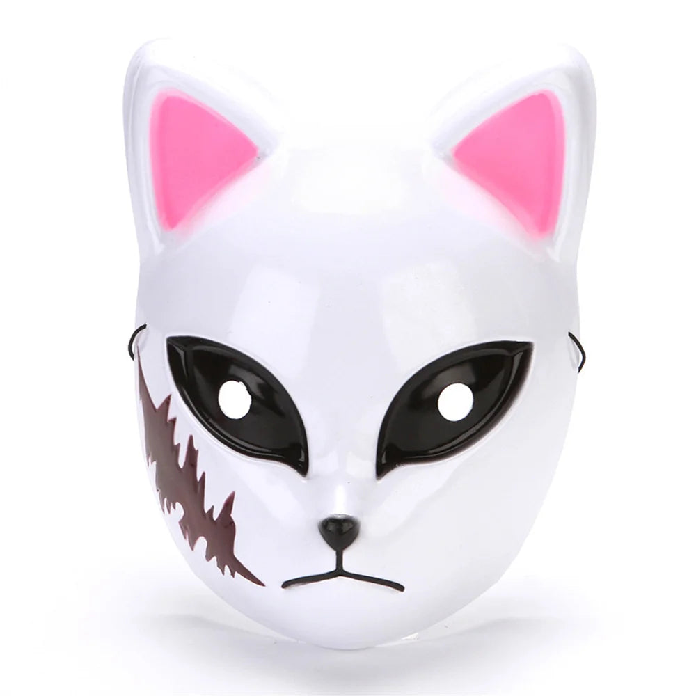 Japanese Anime Demon Slayer Mask Cosplay Thicken Plastic Masks Halloween Party Costume Props Fox Mask Oasis Select Pink