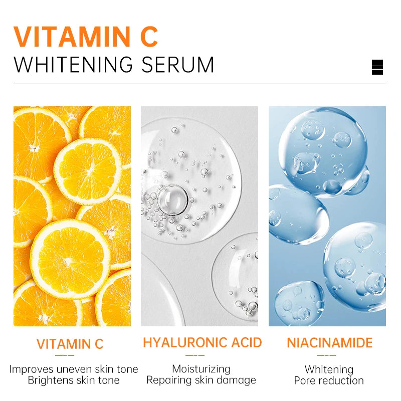 Vitamin C Face Whitening Serum Deep Moisturizing Removal Dark Spots Hyaluronic Acid Essence Anti Aging Facial Serum Skin Care Oasis Select