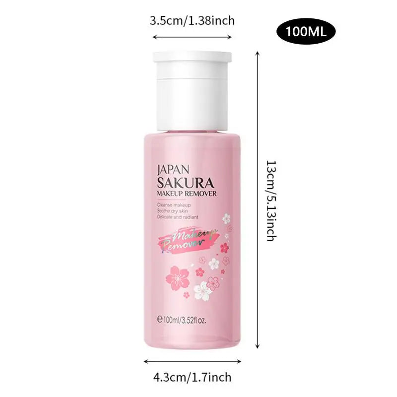 Liquid Makeup Remover 3 in 1 Sakura Facial Cleanser & Makeup Remover Gentle Exfoliation for Eye Lip & Face Makeup Gentle Oasis Select