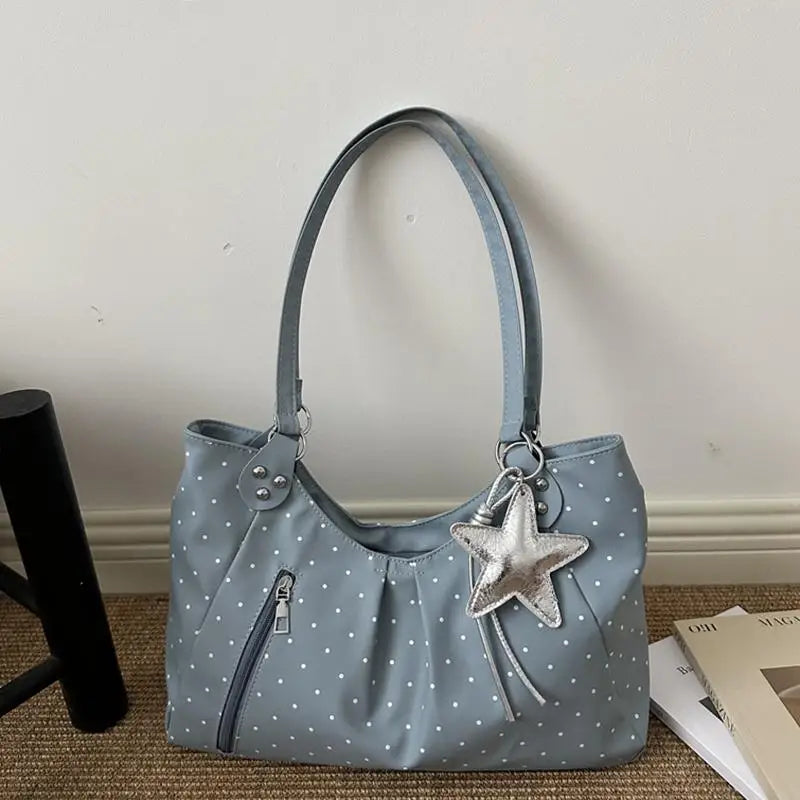 Vintage PU Polka Dot Tote Bag – Large Women's Shoulder Bag