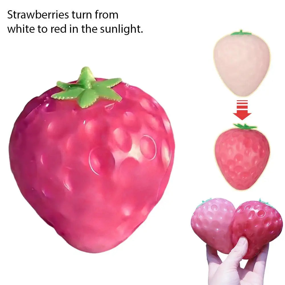 Stress Relief Squeeze Toy for Adults, Color-Changing Fruit Ball Strawberry & Mango Slow Rebound De-Stress Toy, Creative Gift Oasis Select small strawberry