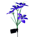 Solar Outdoor LED 4-head Dahlia Decorative Lamp, Garden and Lawn Lamp, Waterproof and No-wiring Lamp Oasis Select purple