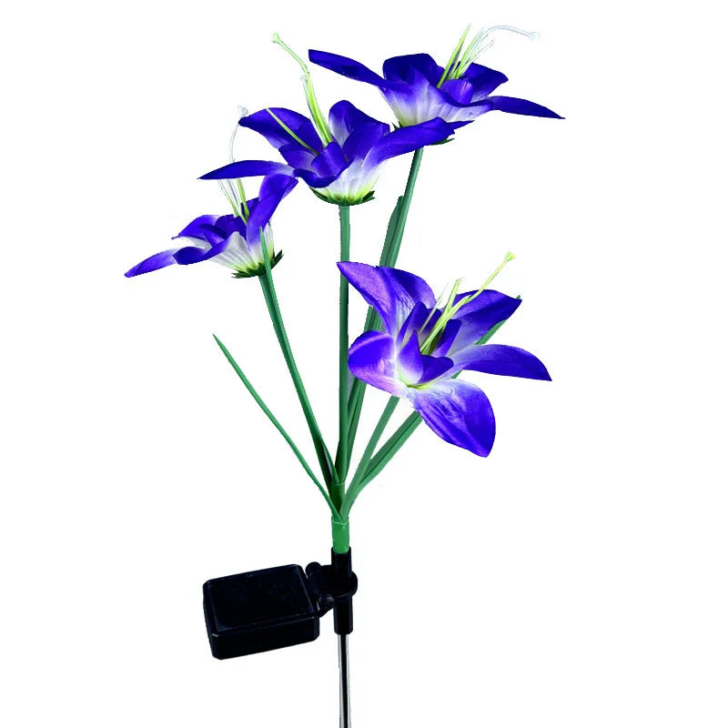 Solar Outdoor LED 4-head Dahlia Decorative Lamp, Garden and Lawn Lamp, Waterproof and No-wiring Lamp Oasis Select purple