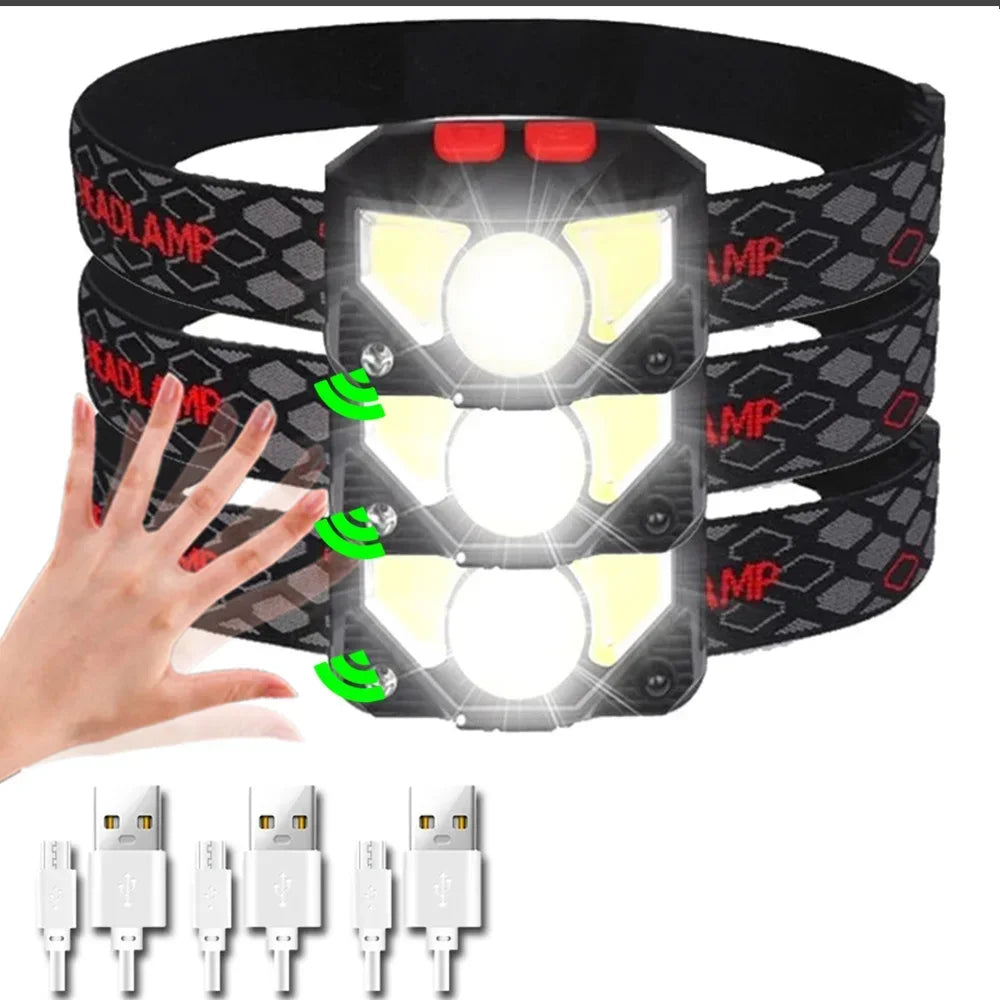 LED Sensor Headlamp USB Rechargeable – 500LM 6 Modes IPX4